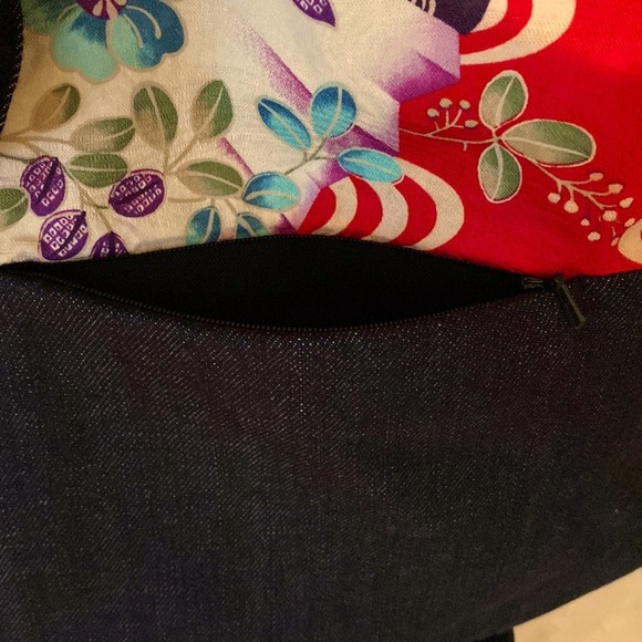 🆕RARE Japanese handmade repurposed denim & kimono 👘 tote bag / hidden zips - Picture 6 of 13